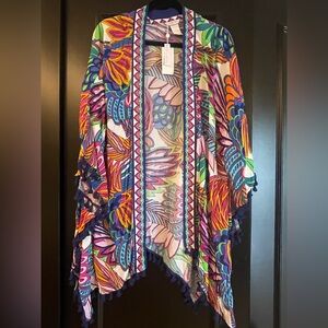 Trina Turk Multicolor Floral Kimono Also Can be Worn Over Swim Suit - One Size
